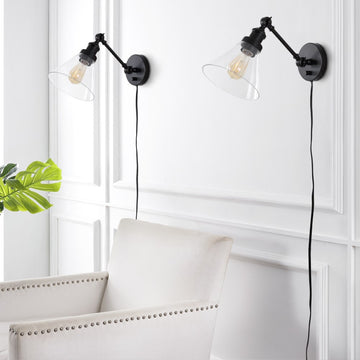 Cowie 8" Iron/Glass Adjustable LED Wall Sconce - JONATHAN Y
